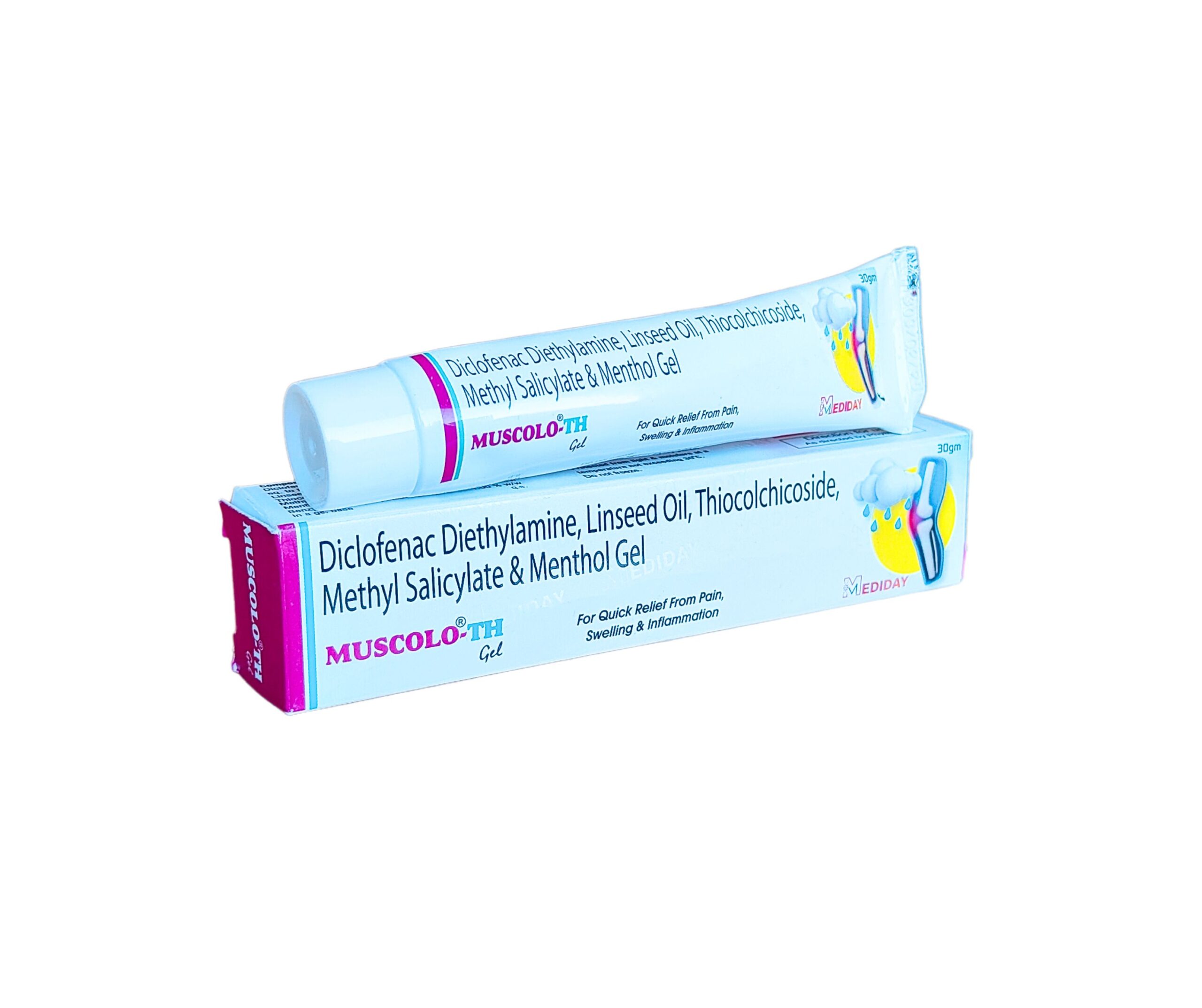 MUSCOLO-TH GEL-Diclofenac Diethylamine, Linseed Oil, Thicolchicoside, Methyl Salicylate & Menthol Gel