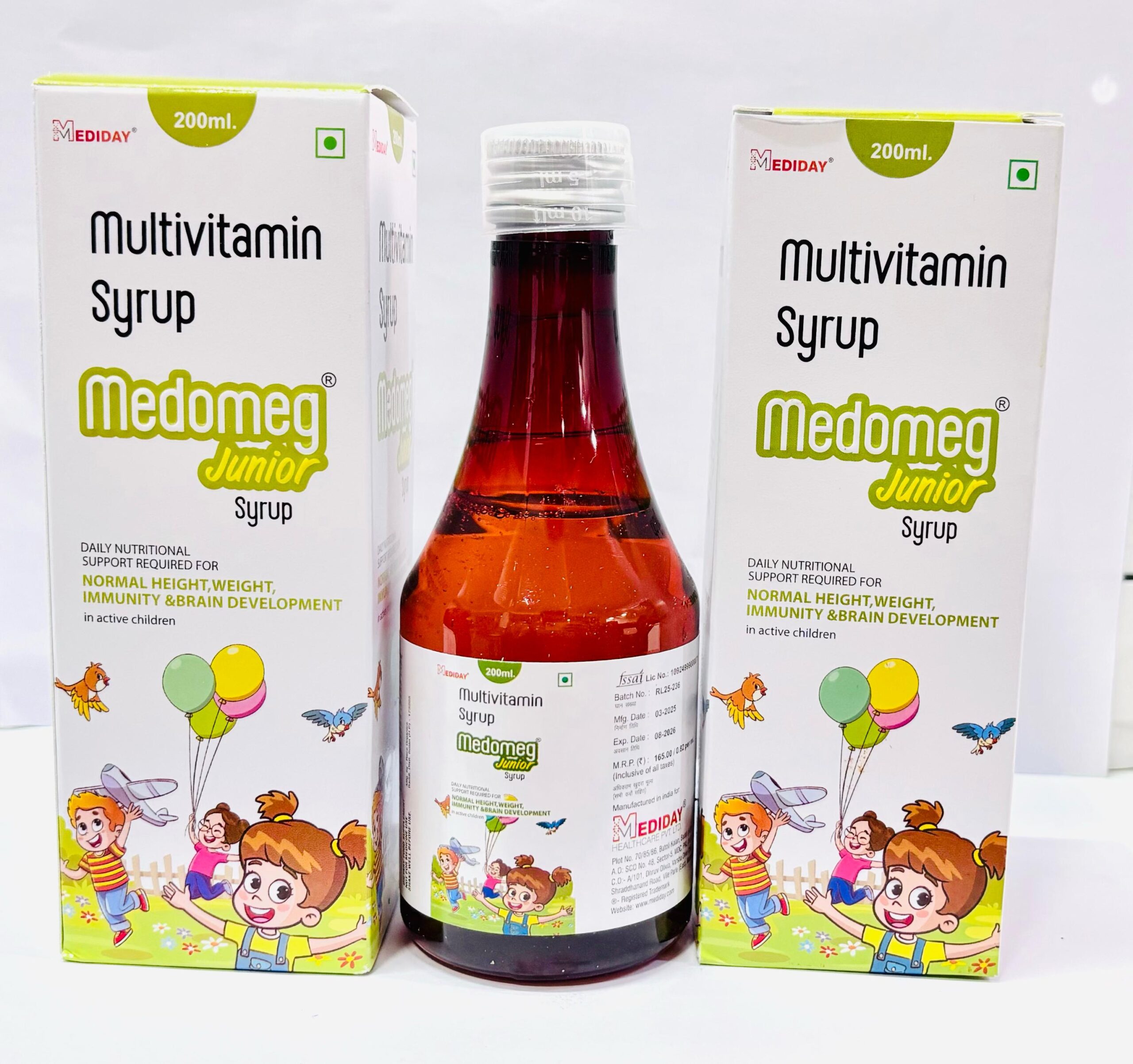 Medomeg Junior Syrup - Vitamin C, Vitamin B3, Iron, Zinc