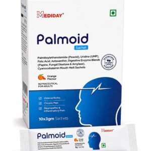Palmitoylethanolamide (PEA) 300 mg + Disodium Uridine 5-Monophosphate Salt (UMP) 25 mg + Folic Acid 129.4 mcg + Astaxanthin 2 mg + Digestive Enzyme Blend 220 mg (Papain, Fungal Diastase & Amylase) + Cyanocobalamin 2.20 mcg