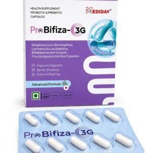 Streptococcus thermophilus 5 Billion CFU + Lactobacillus acidophilus 5 Billion CFU + Bifidobacterium longum 5 Billion CFU + Fructo-Oligosaccharides 100 mg