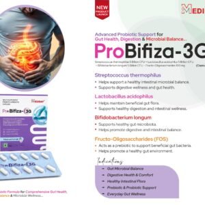 Streptococcus thermophilus 5 Billion CFU + Lactobacillus acidophilus 5 Billion CFU + Bifidobacterium longum 5 Billion CFU + Fructo-Oligosaccharides 100 mg